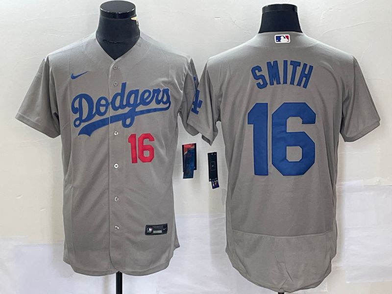 Men Los Angeles Dodgers 16 Smith Grey Elite Nike 2023 MLB Jerseys